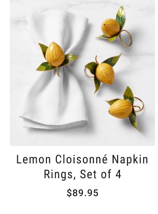 Lemon Cloisonné Napkin Rings, Set of 4 - $89.95