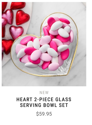 new - Heart 2-Piece Glass Serving Bowl Set $59.95