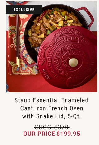 Staub Essential Enameled Cast Iron French Oven with Snake Lid, 5-Qt. our price $199.95