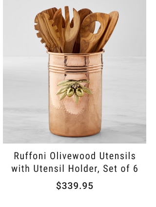 Ruffoni Olivewood Utensils with Utensil Holder, Set of 6 - $339.95