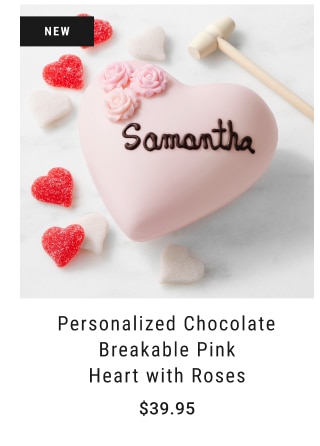 Personalized Chocolate Breakable Pink Heart with Roses $39.95