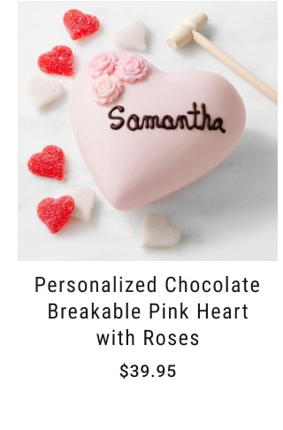 Personalized Chocolate Breakable Pink Heart with Roses - $39.95