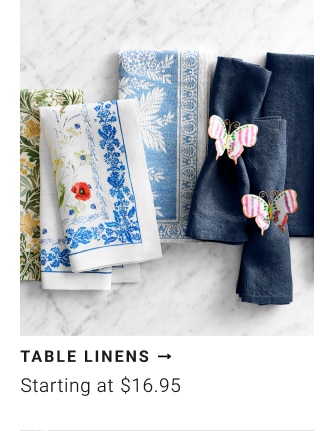 table linens - Starting at $16.95