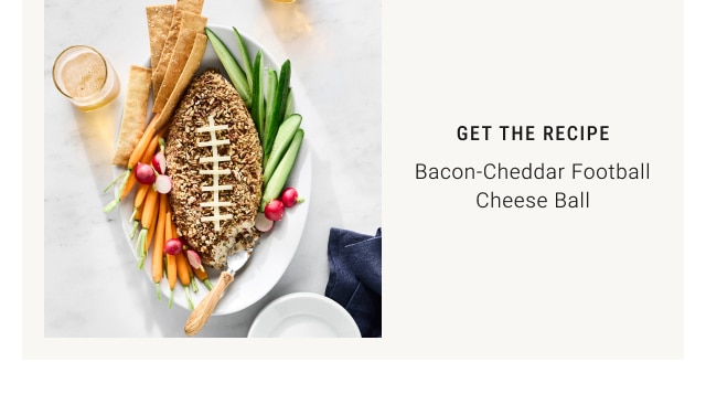 Get the recipe - Bacon-Cheddar Football Cheese Ball