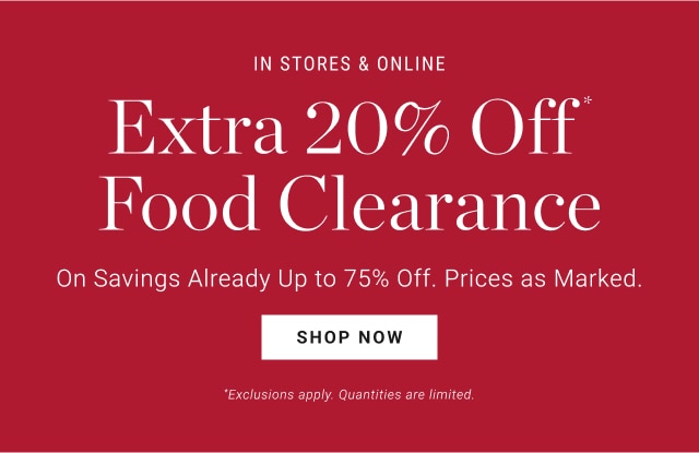 Extra 20% Off Food Clearance - shop now