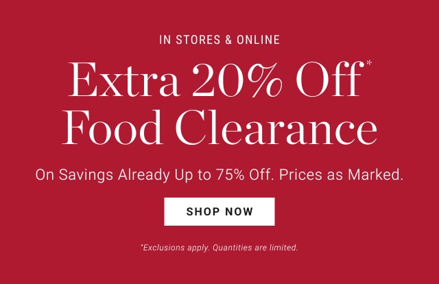 Extra 20% Off Food Clearance - shop now