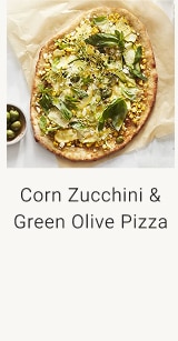 Corn Zucchini & Green Olive Pizza