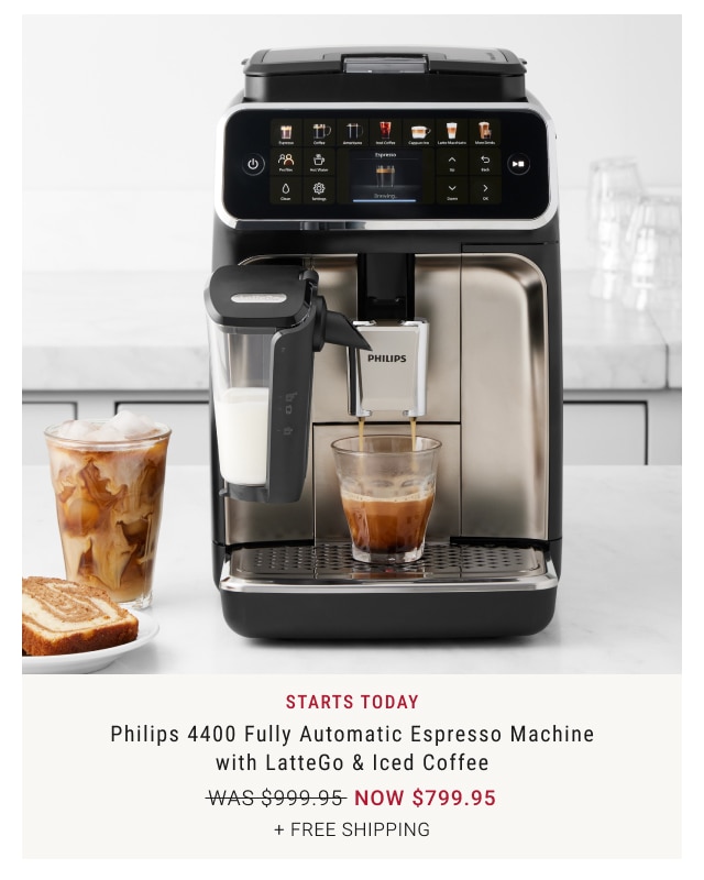 Starts Today - Philips 4400 Fully Automatic Espresso Machine with LatteGo & Iced Coffee NOW $799.95 + Free Shipping 