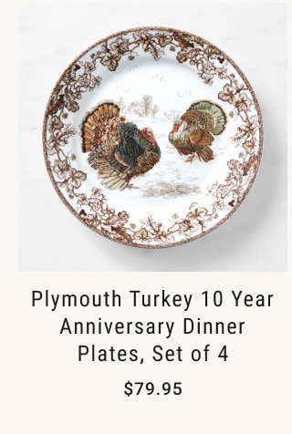 Plymouth Turkey 10 Year Anniversary Dinner Plates, Set of 4 $79.95