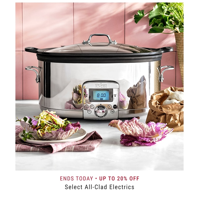 Ends today Up to 20% Off Select All-Clad Electrics