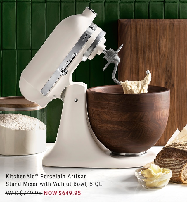 kitchenaid® porcelain artisan stand mixer with walnut bowl, 5-qt. - was $749.95 - now $649.95
