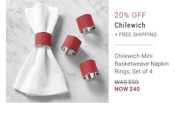 20% Off - Chilewich + Free Shipping - Chilewich Mini Basketweave Napkin Rings, Set of 4 - WAS $50 - NOW $40