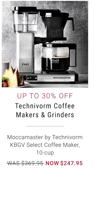 Up to 30% Off Technivorm Coffee Makers & Grinders